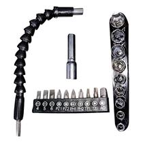 Kit Chave Bit e Soquete Com Eixo Extensor Flexível 21 Peças