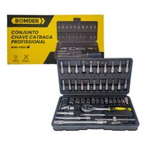 Kit Chave Canhão Catraca Bomder Profissional 46 Peças