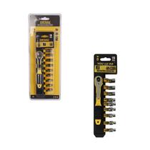 Kit Chave Catraca 19 Peças Soquete Canhão e Bits
