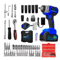 Kit Chave Catraca 46 Peças Profissional + Furadeira de Impacto Parafusadeira 48v 2300 rpm