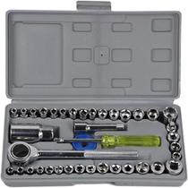 Kit Chave Catraca Canhão Cachimbo Com 40 Peças Soquetes