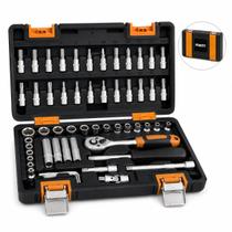 Kit Chave Catraca Fortt 57 Peças Com Maleta Aço CRV ¼ KJC001P