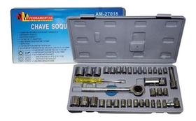 Kit Chave Catraca Pito E Soquete Com 40 Peças Maleta Nm Ferramentas