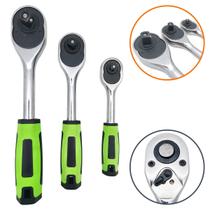 Kit Chave Catraca Reversível Oficina 1/2 3/8 1/4 para Soquete bits e Cachimbo Mecânica Carro Caminhão Bicicleta Bike