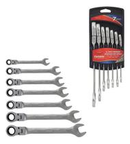Kit Chave Combinada Catraca Articulada Aço 7pcs Corneta Boca