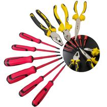 Kit Chave de Fenda Philips Isoladas E Jogo de Alicate Universal Meia Cana e Corte 9pçs