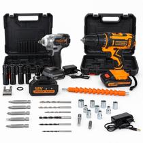 Kit Chave de Impacto 18V Brushless e Parafusadeira Furadeira 12V com Maleta Pró Euro Kit Chave de Impacto 18V Brushless e Parafusadeira Furadeira 12V com Maleta Pró Euro