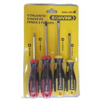 Kit Chave Fenda E Phillips Jogo 4 Peças Imantadas Ferramenta