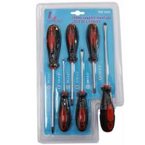 Kit Chave Fenda Phillips Cabo Emborrachado 6 Peças Cromo Vanádio Lotus