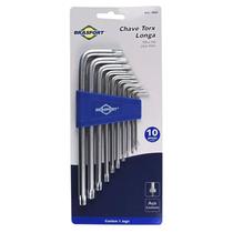 Kit Chave Hexalobular Longa T09 a T50 Aço Carbono 10 Peças Kit Chave Hexalobular Longa T09 a T50 Aço Carbono 10 Peças