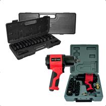 Kit Chave Impacto 1/2 Polegadas 82Kgf.m Jogo De Soquetes De Impacto 15 Peças Para Oficina Automotiva