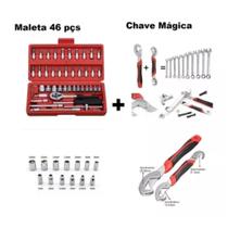 Kit Chave Magica Ajustável + Maleta Vermelha 46 Peças