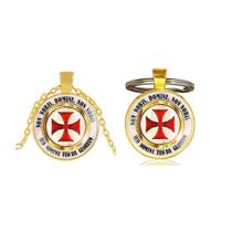 Kit Chaveiro + Colar Cruz Dos Cavaleiros Templários Dourado