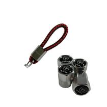 Kit Chaveiro de Couro Genuíno Tampa Bico Pneu Dodge Ram 2500 Preto e Vermelho