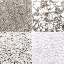 Kit Chaveiro Elo Pitão Fecho Lagosta Argola Com Corrente Niquel 210pçs 85g Kit Chaveiro Elo Pitão Fecho Lagosta Argola Com Corrente Niquel 210pçs 85g