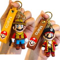 Kit Chaveiro Mario Pirata e Mário Pistoleiro Personagem Chave Carro Bolsa Presente