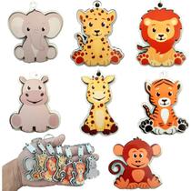 Kit Chaveiro Safari Baby Mdf Bichos Selva Lembrancinha Maternidade Festa Aniversario 7 Unidades