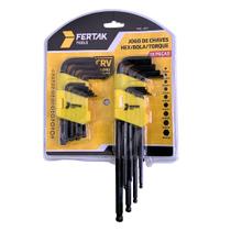 Kit Chaves 18 Unidades Hex/Bola/Torque com Suporte Organizador Fertak Kit Chaves 18 Unidades Hex/Bola/Torque com Suporte Organizador Fertak