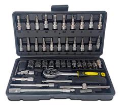 Kit Chaves Canhão Catraca Reversível Soquetes Profissional