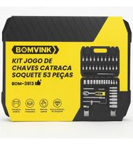 Kit Chaves Catraca Soquete 53 Peças Bomvink Bom3913 Cor Preto