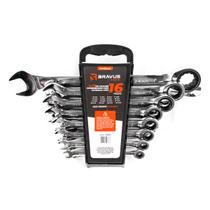 KIT CHAVES COMBINADAS CATRACA 16 PCS 6 a 17MM CROMO VANADIO
