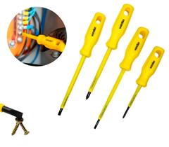 Kit Chaves Fenda E Phillips 4 Peças Aço Cromo Vanádio isoladas 1000v Vonder Kit Chaves Fenda E Phillips 4 Peças Aço Cromo Vanádio isoladas 1000v Vonder