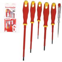 Kit Chaves Isolada Eletricista 6 Peças 1000V Fenda e Philips