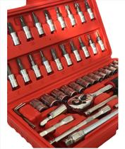 Kit Chaves Jogo Catraca Reversível Soquetes 46 Pç Maleta Kit Chaves Jogo Catraca Reversível Soquetes 46 Pç Maleta