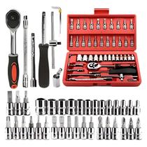 Kit Chaves Jogo Catraca Reversível Soquetes 46 Peças