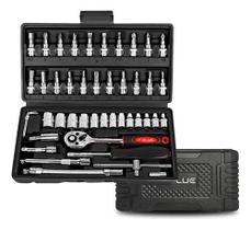 Kit Chaves Jogo Catraca Reversível Soquetes 46 Peças Maleta