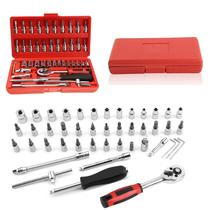 Kit Chaves Jogo Catraca Reversível Soquetes 46 Peças Maleta