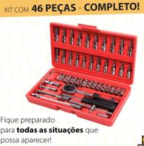 Kit Chaves Jogo Catraca Reversível Soquetes 46 Peças Maleta Linha Premium