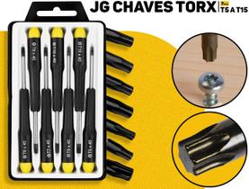 Kit Chaves Torx Precisão Reta 7 Peças T5 A T15 Profissional Eda Manutenção De Notebooks Óculos Eletrônicos Relógios