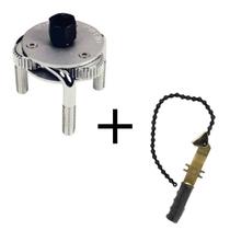 Kit Chaves Troca Filtro de Óleo C/ 3 Garras 1/2 63 A 110mm 9KL + Chave Corrente 5IX EDA
