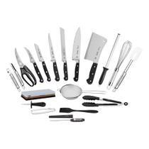 Kit Chef Century com Lâminas em Aço Inox e Cabos em Policarbonato e Fibra de Vidro com Maleta 20 Peças Tramontina