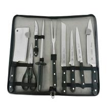 Kit Chef com Lâminas em Aço Inox e Cabos em Policarbonato e Fibra de Vidro com Estojo 10 Peças Tramontina