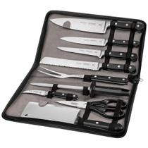 Kit Chef Tramontina em Aço Inox Cabo de Policarbonato e Fibra de Vidro com Estojo 10 Peças 24099021 Kit Chef Tramontina em Aço Inox Cabo de Policarbonato e Fibra de Vidro com Estojo 10 Peças 24099021