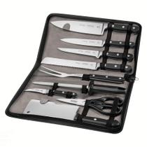Kit Chef Tramontina em Aço Inox Cabo de Policarbonato e Fibra de Vidro com Estojo 10 Peças