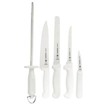 Kit Chefs c/ Facas Tramontina Profissional Aço Inox Cabos de Polipropileno Branco 6 Pçs 24699816