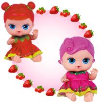 Kit Cheirinho De Frutas 2 Bonecas Coleção Frutinhas Groselha E Morango Infantil Articulada Em Vinil