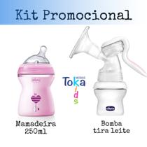 Kit Chicco bomba tira leite manual +mamadeira 250 ml step up