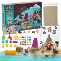 Kit Chico Land Waterplay & Sensory Sand areia pirata de 2,2 libras para crianças a partir de 4 anos, água e areia para brincar com moldes, gemas e ferramentas, preenchedor de lixo sensorial não tóxico e sem bagunça Kit Chico Land Waterplay & Sensory Sand areia pirata de 2,2 libras para crianças a partir de 4 anos, água e areia para brincar com moldes, gemas e ferramentas, preenchedor de lixo sensorial não tóxico e sem bagunça