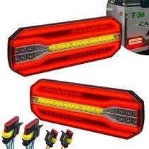 Kit Chicotes + Par Lanterna Traseira Carreta LED SymLED Pisca Sequencial 12V 24V LD / LE Original Aspöck Niju Tremac São