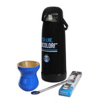 Kit Chimarrão Bomba Cuia e Térmica DÁ-LHE TRICOLOR Grêmio