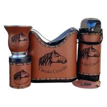 Kit Chimarrão Completo 5 Itens Marrom Cavalo Crioulo