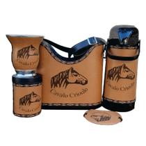Kit Chimarrão Completo 5 Itens Marrom Claro Cavalo Crioulo