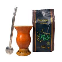 Kit Chimarrão Completo Cuia de Porongo, Bomba Inox e Erva-Mate Nativa