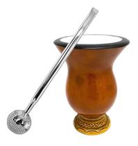 Kit Chimarrão Completo Gaúcho Cuia Porongo e Bomba Inox