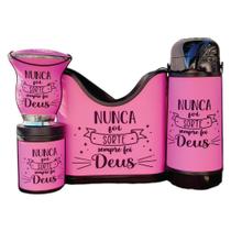 KIT CHIMARRÃO COMPLETO nunca foi sorte sempre foi Deus COR ROSA BEBE