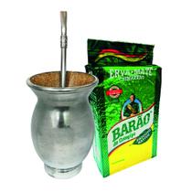 Kit Chimarrão Cuia Alumínio 060 + Erva Barão 500g Escolha o Sabor